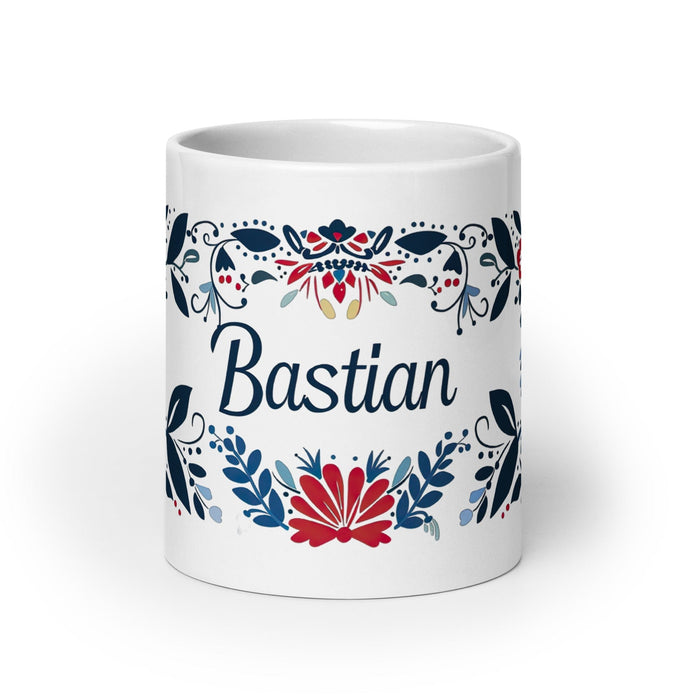 Bastian Exclusive Name Art Piece Home Office Work Coffee Mug Mexican Spanish Pride Gift Cup One-Of-A-Kind Calligraphy White Glossy Mug | B28 Mexicada