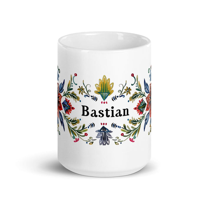 Bastian Exclusive Name Art Piece Home Office Work Coffee Mug Mexican Spanish Pride Gift Cup One-Of-A-Kind Calligraphy White Glossy Mug | B29 Mexicada