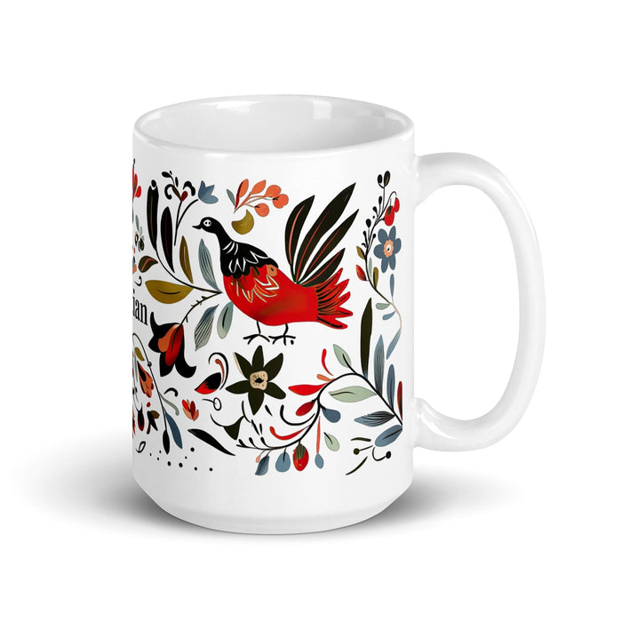 Bastian Exclusive Name Art Piece Home Office Work Coffee Mug Mexican Spanish Pride Gift Cup One-Of-A-Kind Calligraphy White Glossy Mug | B3 Mexicada 15 oz