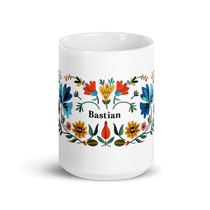 Bastian Exclusive Name Art Piece Home Office Work Coffee Mug Mexican Spanish Pride Gift Cup One-Of-A-Kind Calligraphy White Glossy Mug | B30 Mexicada