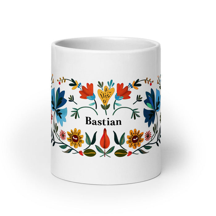 Bastian Exclusive Name Art Piece Home Office Work Coffee Mug Mexican Spanish Pride Gift Cup One-Of-A-Kind Calligraphy White Glossy Mug | B30 Mexicada