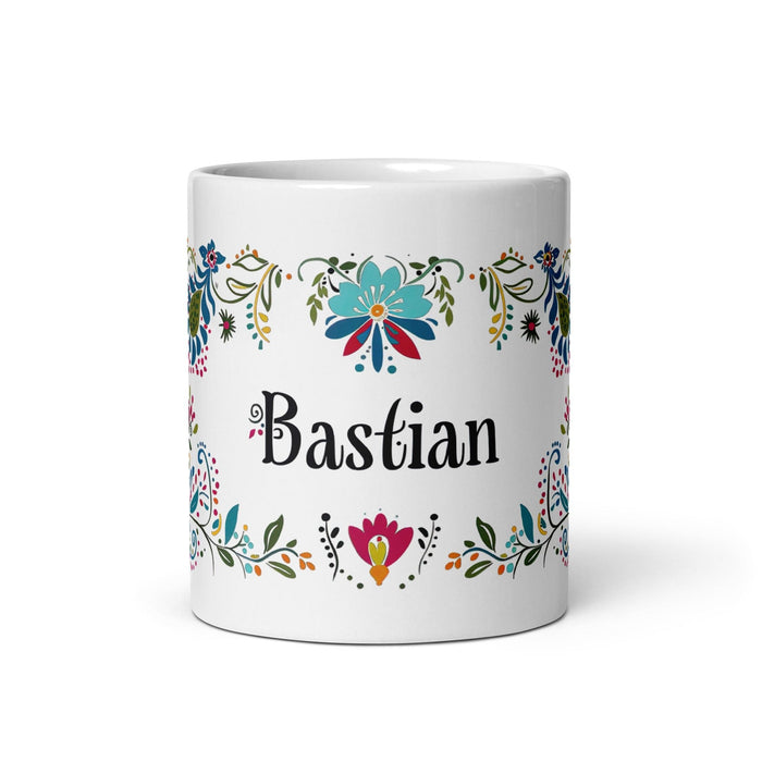 Bastian Exclusive Name Art Piece Home Office Work Coffee Mug Mexican Spanish Pride Gift Cup One-Of-A-Kind Calligraphy White Glossy Mug | B4 Mexicada