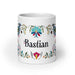 Bastian Exclusive Name Art Piece Home Office Work Coffee Mug Mexican Spanish Pride Gift Cup One-Of-A-Kind Calligraphy White Glossy Mug | B4 Mexicada