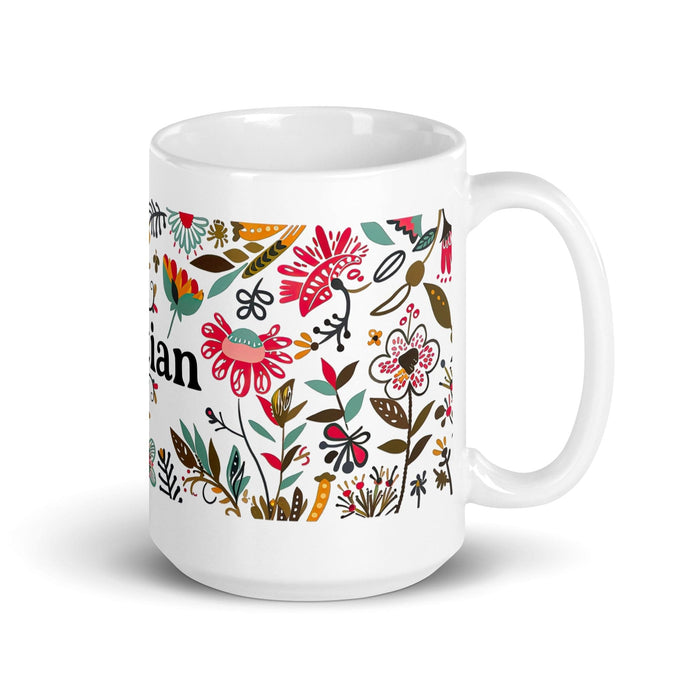 Bastian Exclusive Name Art Piece Home Office Work Coffee Mug Mexican Spanish Pride Gift Cup One-Of-A-Kind Calligraphy White Glossy Mug | B5 Mexicada 15 oz