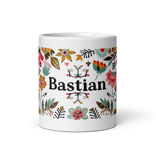 Bastian Exclusive Name Art Piece Home Office Work Coffee Mug Mexican Spanish Pride Gift Cup One-Of-A-Kind Calligraphy White Glossy Mug | B5 Mexicada