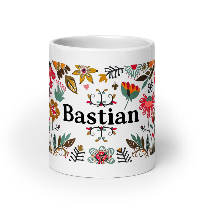 Bastian Exclusive Name Art Piece Home Office Work Coffee Mug Mexican Spanish Pride Gift Cup One-Of-A-Kind Calligraphy White Glossy Mug | B5 Mexicada