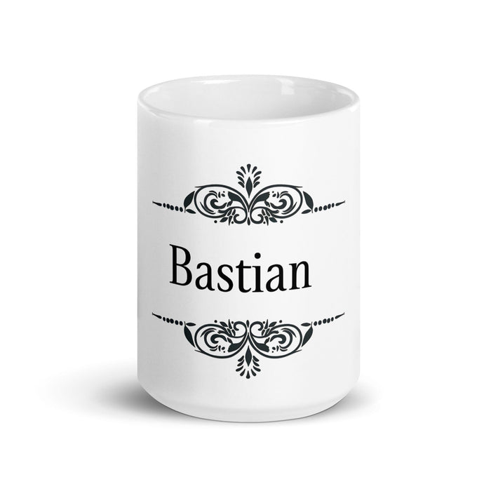 Bastian Exclusive Name Art Piece Home Office Work Coffee Mug Mexican Spanish Pride Gift Cup One-Of-A-Kind Calligraphy White Glossy Mug | B6 Mexicada