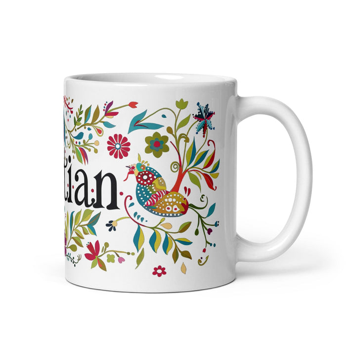 Bastian Exclusive Name Art Piece Home Office Work Coffee Mug Mexican Spanish Pride Gift Cup One-Of-A-Kind Calligraphy White Glossy Mug | B7 Mexicada 11 oz