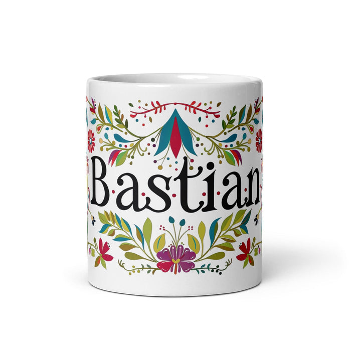 Bastian Exclusive Name Art Piece Home Office Work Coffee Mug Mexican Spanish Pride Gift Cup One-Of-A-Kind Calligraphy White Glossy Mug | B7 Mexicada