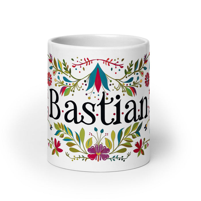 Bastian Exclusive Name Art Piece Home Office Work Coffee Mug Mexican Spanish Pride Gift Cup One-Of-A-Kind Calligraphy White Glossy Mug | B7 Mexicada