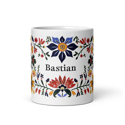 Bastian Exclusive Name Art Piece Home Office Work Coffee Mug Mexican Spanish Pride Gift Cup One-Of-A-Kind Calligraphy White Glossy Mug | B9 Mexicada