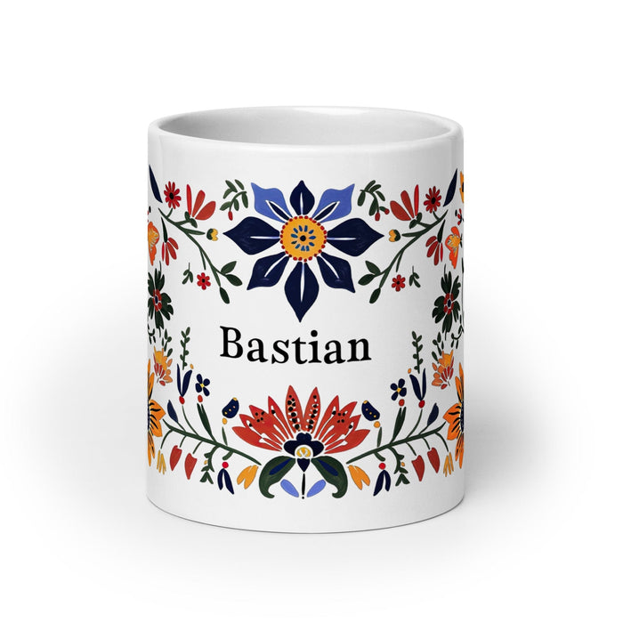 Bastian Exclusive Name Art Piece Home Office Work Coffee Mug Mexican Spanish Pride Gift Cup One-Of-A-Kind Calligraphy White Glossy Mug | B9 Mexicada