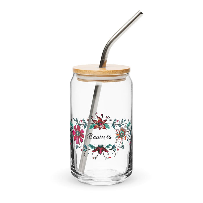 Bautista Exclusive Name Art Piece Can-Shaped Glass Home Office Work Mexican Spanish Pride Gift Cup One-Of-A-Kind Calligraphy Glass | B10 Mexicada 16 oz With Lid & Straw