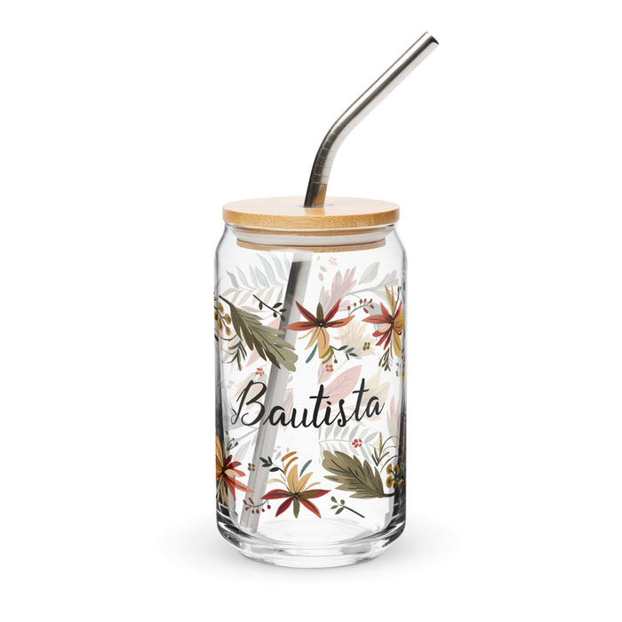 Bautista Exclusive Name Art Piece Can - Shaped Glass Home Office Work Mexican Spanish Pride Gift Cup One - Of - A - Kind Calligraphy Glass | B11 - Mexicada