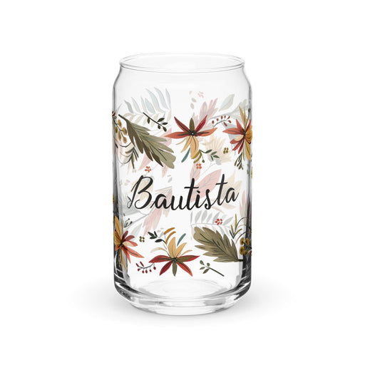 Bautista Exclusive Name Art Piece Can - Shaped Glass Home Office Work Mexican Spanish Pride Gift Cup One - Of - A - Kind Calligraphy Glass | B11 - Mexicada