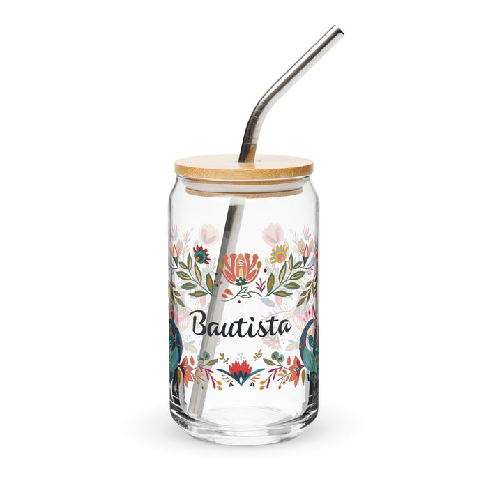 Bautista Exclusive Name Art Piece Can - Shaped Glass Home Office Work Mexican Spanish Pride Gift Cup One - Of - A - Kind Calligraphy Glass | B12 - Mexicada