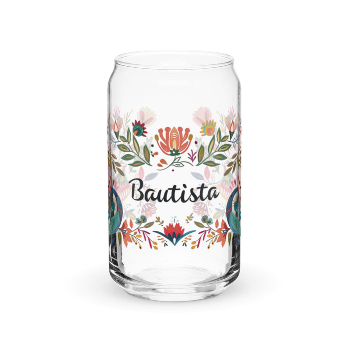 Bautista Exclusive Name Art Piece Can-Shaped Glass Home Office Work Mexican Spanish Pride Gift Cup One-Of-A-Kind Calligraphy Glass | B12 Mexicada 16 oz