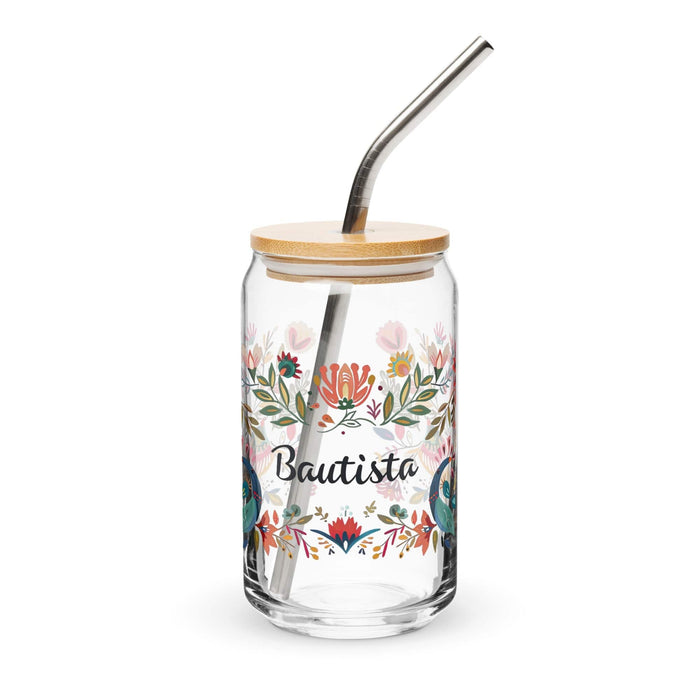 Bautista Exclusive Name Art Piece Can-Shaped Glass Home Office Work Mexican Spanish Pride Gift Cup One-Of-A-Kind Calligraphy Glass | B12 Mexicada 16 oz With Lid & Straw