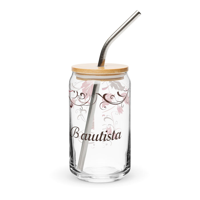 Bautista Exclusive Name Art Piece Can - Shaped Glass Home Office Work Mexican Spanish Pride Gift Cup One - Of - A - Kind Calligraphy Glass | B14 - Mexicada