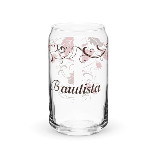 Bautista Exclusive Name Art Piece Can - Shaped Glass Home Office Work Mexican Spanish Pride Gift Cup One - Of - A - Kind Calligraphy Glass | B14 - Mexicada