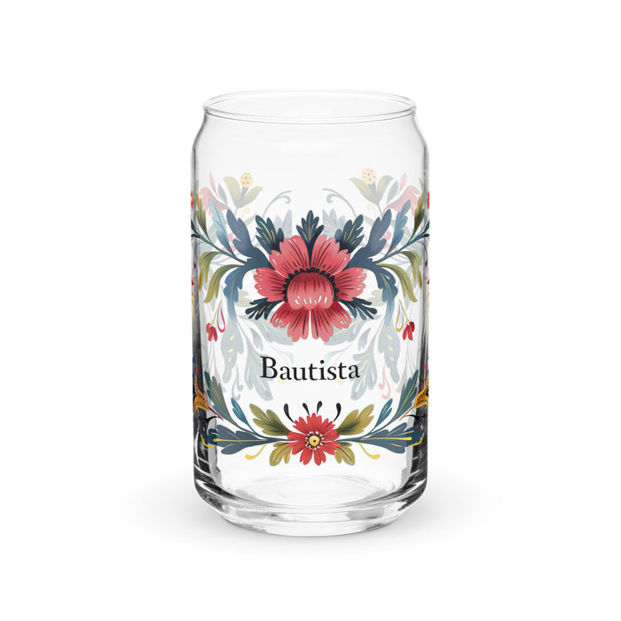 Bautista Exclusive Name Art Piece Can - Shaped Glass Home Office Work Mexican Spanish Pride Gift Cup One - Of - A - Kind Calligraphy Glass | B15 - Mexicada