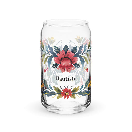 Bautista Exclusive Name Art Piece Can-Shaped Glass Home Office Work Mexican Spanish Pride Gift Cup One-Of-A-Kind Calligraphy Glass | B15 Mexicada 16 oz