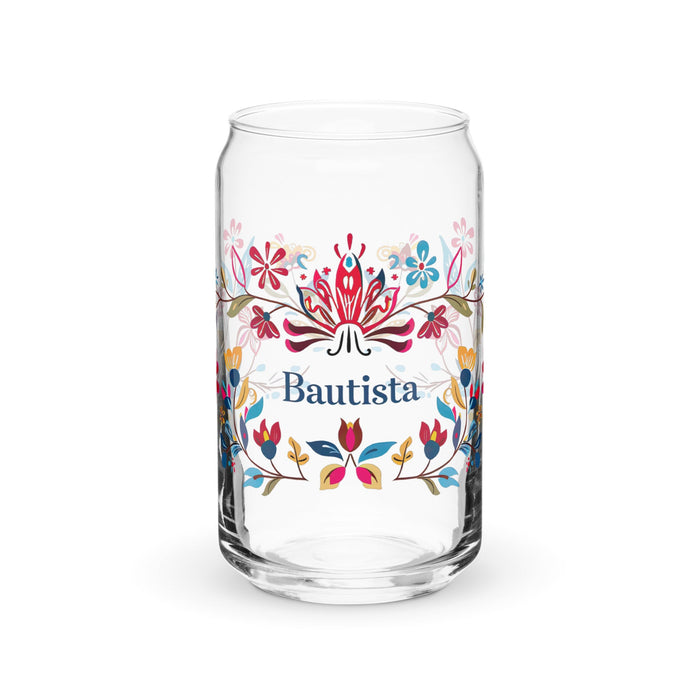 Bautista Exclusive Name Art Piece Can - Shaped Glass Home Office Work Mexican Spanish Pride Gift Cup One - Of - A - Kind Calligraphy Glass | B16 - Mexicada