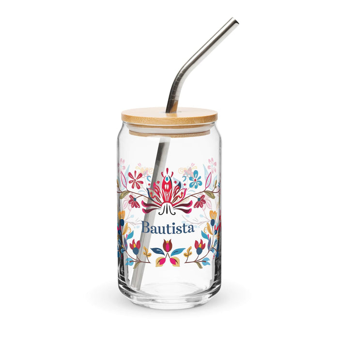 Bautista Exclusive Name Art Piece Can-Shaped Glass Home Office Work Mexican Spanish Pride Gift Cup One-Of-A-Kind Calligraphy Glass | B16 Mexicada 16 oz With Lid & Straw