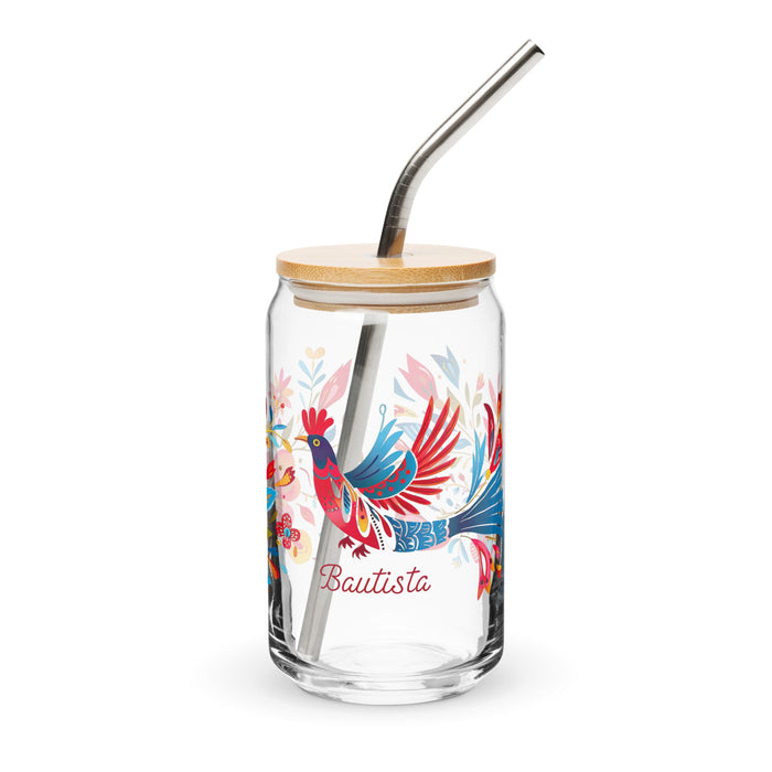 Bautista Exclusive Name Art Piece Can - Shaped Glass Home Office Work Mexican Spanish Pride Gift Cup One - Of - A - Kind Calligraphy Glass | B17 - Mexicada