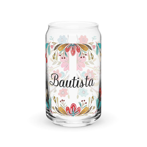 Bautista Exclusive Name Art Piece Can - Shaped Glass Home Office Work Mexican Spanish Pride Gift Cup One - Of - A - Kind Calligraphy Glass | B18 - Mexicada