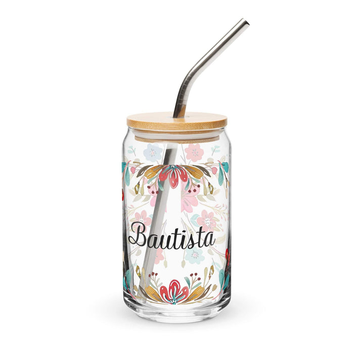 Bautista Exclusive Name Art Piece Can-Shaped Glass Home Office Work Mexican Spanish Pride Gift Cup One-Of-A-Kind Calligraphy Glass | B18 Mexicada 16 oz With Lid & Straw