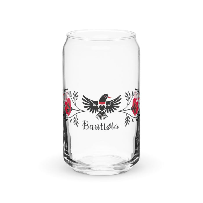 Bautista Exclusive Name Art Piece Can - Shaped Glass Home Office Work Mexican Spanish Pride Gift Cup One - Of - A - Kind Calligraphy Glass | B19 - Mexicada