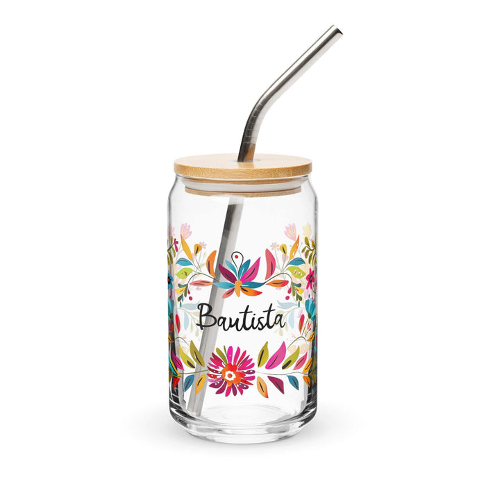 Bautista Exclusive Name Art Piece Can-Shaped Glass Home Office Work Mexican Spanish Pride Gift Cup One-Of-A-Kind Calligraphy Glass | B21 Mexicada 16 oz With Lid & Straw