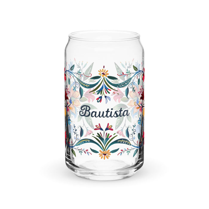 Bautista Exclusive Name Art Piece Can - Shaped Glass Home Office Work Mexican Spanish Pride Gift Cup One - Of - A - Kind Calligraphy Glass | B22 - Mexicada