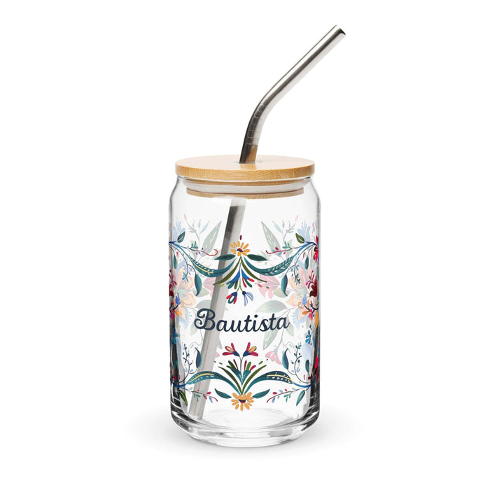 Bautista Exclusive Name Art Piece Can-Shaped Glass Home Office Work Mexican Spanish Pride Gift Cup One-Of-A-Kind Calligraphy Glass | B22 Mexicada 16 oz With Lid & Straw