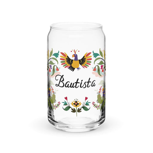 Bautista Exclusive Name Art Piece Can-Shaped Glass Home Office Work Mexican Spanish Pride Gift Cup One-Of-A-Kind Calligraphy Glass | B23 Mexicada 16 oz