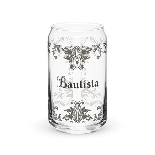 Bautista Exclusive Name Art Piece Can - Shaped Glass Home Office Work Mexican Spanish Pride Gift Cup One - Of - A - Kind Calligraphy Glass | B24 - Mexicada