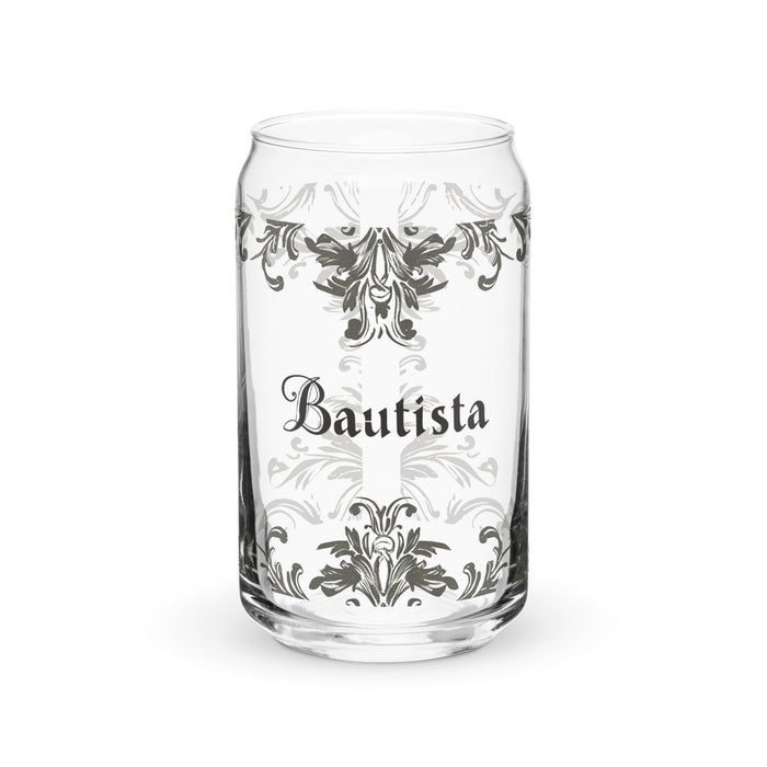 Bautista Exclusive Name Art Piece Can - Shaped Glass Home Office Work Mexican Spanish Pride Gift Cup One - Of - A - Kind Calligraphy Glass | B24 - Mexicada