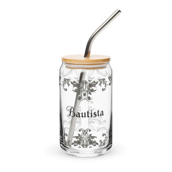 Bautista Exclusive Name Art Piece Can - Shaped Glass Home Office Work Mexican Spanish Pride Gift Cup One - Of - A - Kind Calligraphy Glass | B24 - Mexicada