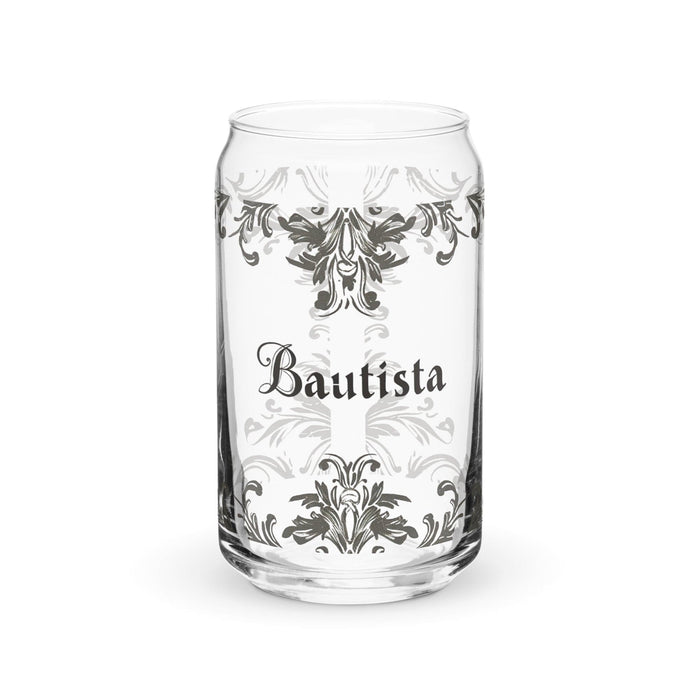 Bautista Exclusive Name Art Piece Can-Shaped Glass Home Office Work Mexican Spanish Pride Gift Cup One-Of-A-Kind Calligraphy Glass | B24 Mexicada 16 oz