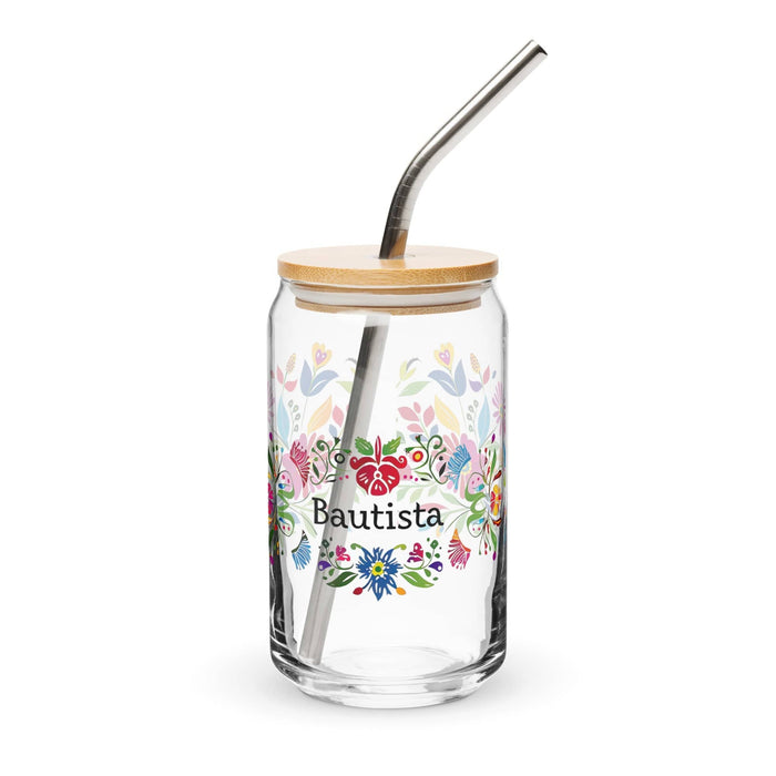 Bautista Exclusive Name Art Piece Can-Shaped Glass Home Office Work Mexican Spanish Pride Gift Cup One-Of-A-Kind Calligraphy Glass | B25 Mexicada 16 oz With Lid & Straw