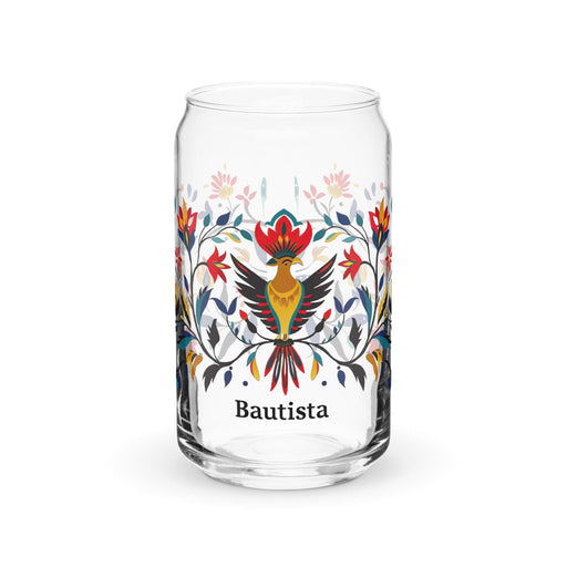 Bautista Exclusive Name Art Piece Can-Shaped Glass Home Office Work Mexican Spanish Pride Gift Cup One-Of-A-Kind Calligraphy Glass | B4 Mexicada 16 oz