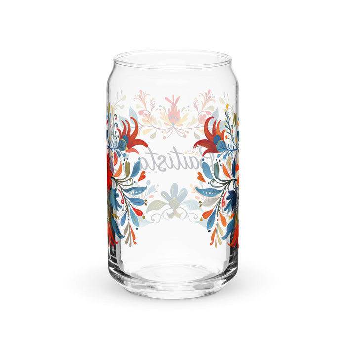 Bautista Exclusive Name Art Piece Can - Shaped Glass Home Office Work Mexican Spanish Pride Gift Cup One - Of - A - Kind Calligraphy Glass | B6 - Mexicada