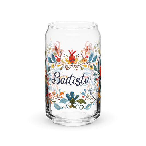 Bautista Exclusive Name Art Piece Can-Shaped Glass Home Office Work Mexican Spanish Pride Gift Cup One-Of-A-Kind Calligraphy Glass | B6 Mexicada 16 oz