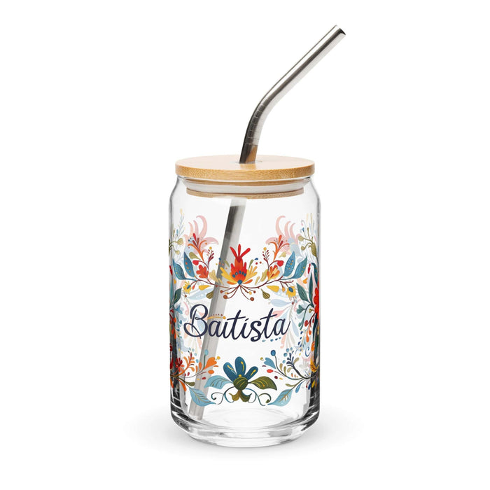 Bautista Exclusive Name Art Piece Can-Shaped Glass Home Office Work Mexican Spanish Pride Gift Cup One-Of-A-Kind Calligraphy Glass | B6 Mexicada 16 oz With Lid & Straw