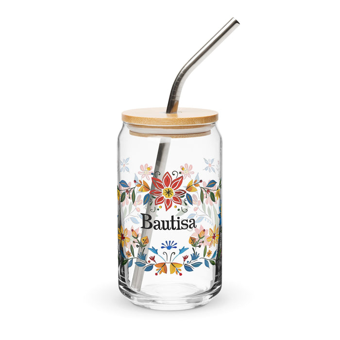 Bautista Exclusive Name Art Piece Can - Shaped Glass Home Office Work Mexican Spanish Pride Gift Cup One - Of - A - Kind Calligraphy Glass | B7 - Mexicada