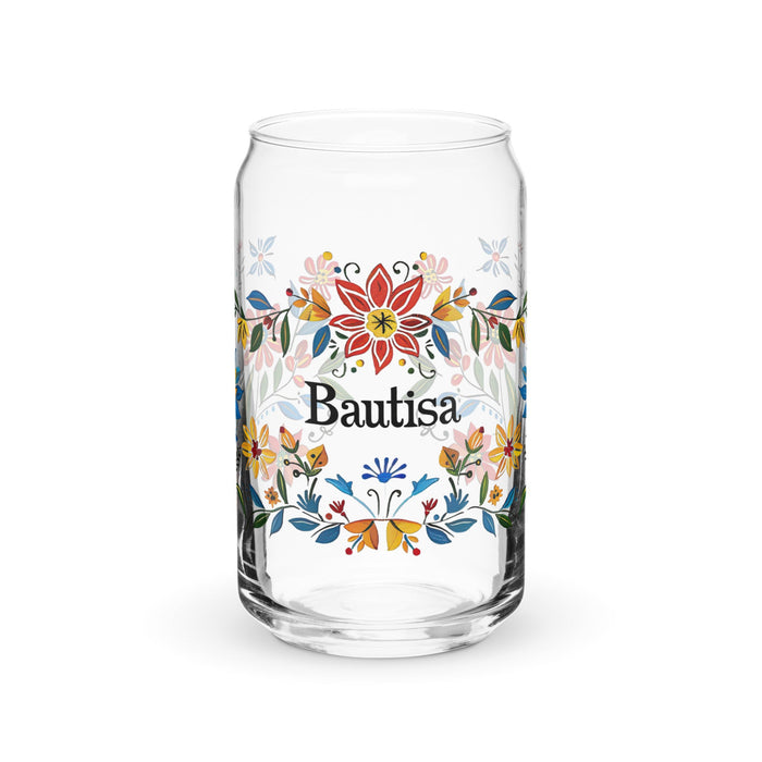 Bautista Exclusive Name Art Piece Can - Shaped Glass Home Office Work Mexican Spanish Pride Gift Cup One - Of - A - Kind Calligraphy Glass | B7 - Mexicada