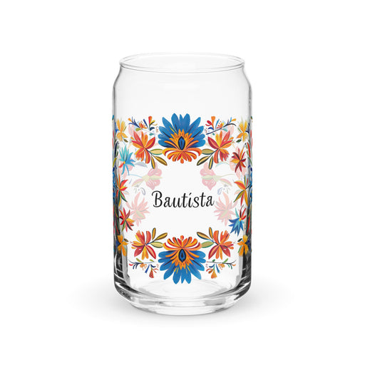 Bautista Exclusive Name Art Piece Can - Shaped Glass Home Office Work Mexican Spanish Pride Gift Cup One - Of - A - Kind Calligraphy Glass | B8 - Mexicada