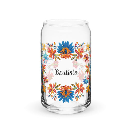 Bautista Exclusive Name Art Piece Can-Shaped Glass Home Office Work Mexican Spanish Pride Gift Cup One-Of-A-Kind Calligraphy Glass | B8 Mexicada 16 oz