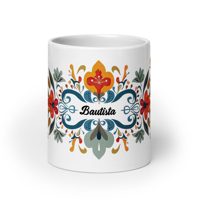 Bautista Exclusive Name Art Piece Home Office Work Coffee Mug Mexican Spanish Pride Gift Cup One-Of-A-Kind Calligraphy White Glossy Mug | B1 Mexicada